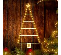 Jsdoin Luci Natale Esterno Batteria - 90cm 75LED Scaletta Impermeabile per Albero di Natale - 8 Modalità - Addobbi e Decorazioni per Casa e Finestre