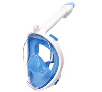 Jsdoin Maschera da Snorkeling Pieno Facciale,Maschera Subacquea con Visuale Panoramica 180° Design,Antiappannamento e Design Pieghevole per Adulti Bambini (Bianco Blu, XS)