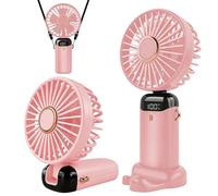 Jsdoin - Mini ventilatore portatile, ricaricabile tramite USB, 5 velocità, a batteria, pieghevole, da scrivania, con display LED, per casa, ufficio, camera da letto, viaggi e all’aperto (Rosso)