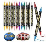 Jsdoin Pennarelli a Vernice Acrilica, 12 Colori Penne Pietre Pittura, 0.5-5mm Pennarelli Acrilici Doppia Punta Acriliche Marcatori per Legno Per DIY Foto Album, Vetro, Carta, Ceramica, Pietre, Legno