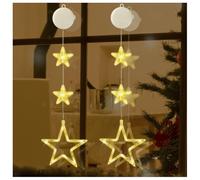 Jsdoin Stella Natale Luci, 2 Pezzi Luci Natalizie Finestra Batteria con Timer, Catena Luminosa Natale Stelline Decorative Luci per Decorare Interni e Esterni Natale Matrimonio Feste(Bianco Caldo)