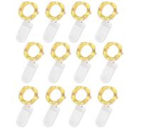 Jsdoin Stringa Luci LED a Batteria, 12 Pezzi Impermeabile 20 LED 2M Mini Lampada a Fili di Rame Bianco Caldo, per Interni ed Esterni, Natalizi, Matrimoni, Feste di Compleanno, Decorazione da Giardino