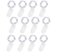 Jsdoin Stringa Luci LED a Batteria, 12 Pezzi Impermeabile 20 LED 2M Mini Lampada a Fili di Rame Bianco Caldo, per Interni ed Esterni, Natalizi, Matrimoni, Feste di Compleanno (Bianco freddo, 12 Pezzi)