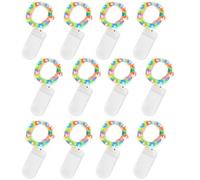 Jsdoin Stringa Luci LED a Batteria, 12 Pezzi Impermeabile 20 LED 2M Mini Lampada a Fili di Rame Multicolore, per Interni ed Esterni, Natalizi, Matrimoni, Feste di Compleanno