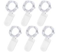 Jsdoin Stringa Luci LED a Batteria, 6 Pezzi Impermeabile 20 LED 2M Mini Lampada a Fili di Rame Bianco Caldo, per Interni ed Esterni, Natalizi, Matrimoni, Feste di Compleanno (Bianco freddo, 6 Pezzi)