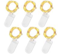 Jsdoin Stringa Luci LED a Batteria, 6 Pezzi Impermeabile 20 LED 2M Mini Lampada a Fili di Rame Bianco Caldo, per Interni ed Esterni, Natalizi, Matrimoni, Feste di Compleanno (Bianco caldo, 6 Pezzi)