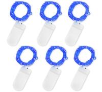 Jsdoin Stringa Luci LED a Batteria, 6 Pezzi Impermeabile 20 LED 2M Mini Lampada a Fili di Rame Bianco Caldo, per Interni ed Esterni, Natalizi, Matrimoni, Feste di Compleanno (Blu, 6 Pezzi)