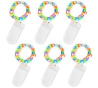 Jsdoin Stringa Luci LED a Batteria, 6 Pezzi Impermeabile 20 LED 2M Mini Lampada a Fili di Rame Bianco Caldo, per Interni ed Esterni, Natalizi, Matrimoni, Feste di Compleanno (Multicolore, 6 Pezzi)