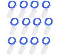 Jsdoin Stringa Luci LED a Batteria, 6 Pezzi Impermeabile 20 LED 2M Mini Lampada a Fili di Rame Bianco Caldo, per Interni ed Esterni, Natalizi, Matrimoni, Feste di Compleanno (Blu, 12 Pezzi)