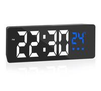 Jsdoin - Sveglia digitale, grande display a LED, con visualizzazione della temperatura, orologio da comodino USB/batteria con 3 sveglie modello Snooze, 12/24 ore, oscuramento automatico di notte,