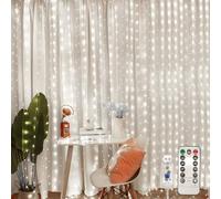 Jsdoin Tenda Luminosa Natale,3.6x3m 360LED Tenda Luci Natale Interno,8 Modalità Luci Tenda Esterno Cascata Dimmerabile IP65 Impermeabile con Telecomando & Timer per Matrimonio, Feste (Bianco freddo)