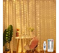 Jsdoin Tenda Luminosa Natale,3.6x3m 360LED Tenda Luci Natale Interno,8 Modalità Luci Tenda Esterno Cascata Dimmerabile IP65 Impermeabile con Telecomando & Timer per Matrimonio, Feste (Bianco caldo)