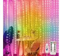 Jsdoin Tenda Luminosa Natale,3.6x3m 360LED Tenda Luci Natale Interno,8 Modalità Luci Tenda Esterno Cascata Dimmerabile IP65 Impermeabile con Telecomando & Timer per Matrimonio, Feste (Multicolor)