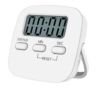 NIAGUOJI - Timer da cucina digitale con grande schermo LCD, timer magnetico con sveglia forte e conto alla rovescia (bianco)