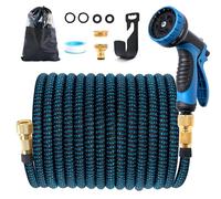 Jsdoin Tubo Acqua Giardino 15 Metri - Tubo Estensibile per Giardino con Pistola a Spruzzo a 10 Funzioni, Canna per Irrigazione con Adattatori da 1/2" e 3/4" per Innaffiare,Giardinaggio e Lavaggio Auto