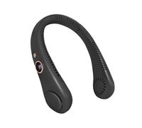 Jsdoin Ventilatore da Collo, Portatile a 5 Velocità Mini USB Ventilatore da Collo Con Luci a LED Display Della Batteria, Piccolo Hanging Neck Fan per Ufficio Cucina Viaggi Sport (Nero)