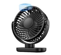 Jsdoin Ventilatore Portatile Ricaricabile USB Silenzioso da Tavolo, Mini Ventilatore Potente con Batteria 5000mAh, Inclinazione Automatica 360°, 4 Velocità, Display LED, Ideale per Ufficio