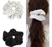 Jseng 2 elastici per capelli grandi, a pois, beige e nero
