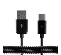 JSER - Cavo dati USB 3.1 tipo C a USB a spirale a molla da 3 m, colore: Nero