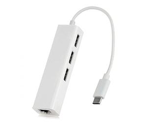 Jser USB 3.1 tipo C USB-C multiple 3 porte Hub con adattatore di rete Ethernet LAN per MacBook & Chromebook