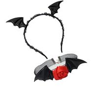 JSGHGDF 2 pezzi Diavolo Bat fascia fiore pizzo girocollo collana demoni accessori costume per carnevale Halloween Cosplay partito puntelli diavolo pipistrello fascia