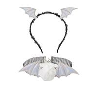 JSGHGDF 2 pezzi Diavolo Bat fascia fiore pizzo girocollo collana demoni accessori costume per carnevale Halloween Cosplay partito puntelli diavolo pipistrello fascia