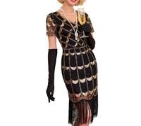 JSGHGDF Abito anni '20 con scollo a V e paillettes con frange Gatsbys abiti da donna ruggenti anni '20 abito da cocktail per le donne