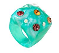 JSGHGDF Anelli artistici in resina intrecciati con perle luccicanti, accessorio da donna e accessori speciali per feste, One Size, come descritto, come descritto