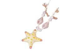 JSGHGDF Bella collana di perline estati ornata con ciondolo a forma di stella marina e conchiglie, accessorio elegante per le vacanze per gli amanti della spiaggia, collana con perline a forma di