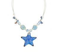 JSGHGDF Bella collana di perline estati ornata con ciondolo a forma di stella marina e conchiglie, accessorio elegante per le vacanze per gli amanti della spiaggia, collana con perline a forma di