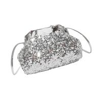 JSGHGDF Borsa a tracolla alla moda con struttura piegata con struttura leggera e interni spaziosi per il trasporto essenziale quotidiano borsa a pieghe di lusso sotto le ascelle, Argento, One Size