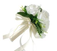 JSGHGDF Bouquet da sposa fatto a mano con rose combinate di fiori per una graziosa celebrazione di anniversario artificiale rosa bianca da sposa