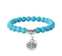 JSGHGDF Braccialetto elastico alla moda con perline di preghiera buddista con squisito ciondolo a forma di fiore di loto unisex con perline regolabili, Misura unica, come descritto