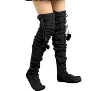 JSGHGDF Calze da donna calde a maglia sopra il ginocchio con dolci palline pelose accenti invernali calze alte coscia scaldamuscoli invernali caldi caldi coscia scaldamuscoli