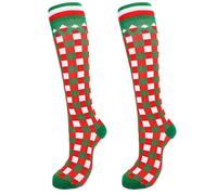 JSGHGDF Calze lunghe a compressione natalizia per donne e uomini ad alta elasticità alleviano l'affaticamento delle gambe calze con motivo pupazzo di neve calze a compressione di Natale