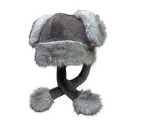 JSGHGDF Cappello con paraorecchie con design con pompon ispessito caldo secchio russo trapper Cap per tempo freddo attività all'aperto inverno, Grigio scuro, Taglia unica