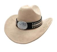 JSGHGDF Cappello Fedoras in pelle scamosciata con tesa larga per donne e uomini che migliora la durata e il comfort da indossare per musica festival party cappello punk essenziale, A, Taglia unica