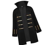 JSGHGDF Cappotto con colletto alla coreana con finiture dorate per cosplay | Capispalla per costume con colletto alla coreana, cappotto cosplay con finiture in oro nero per lo stile delle feste di