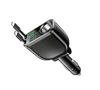 JSGHGDF Caricabatteria da auto veloce a tripla porta da 66 W, tecnologia di rilevamento automatico, cavo di ricarica retrattile per cellulari, tablet, computer portatili, caricabatterie da auto
