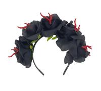 JSGHGDF Cerchietto per capelli alla moda con fiore finto e teschio, da donna, per Halloween