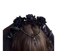 JSGHGDF Cerchietto per capelli con decorazione floreale di rosa scura, per Halloween, feste cosplay
