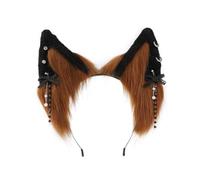 JSGHGDF Cerchietto per capelli con orecchie di gatto in peluche con fiocco, per ragazze, per feste di Natale