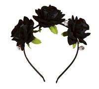 JSGHGDF Cerchietto per capelli punk a forma di fiore finto con teschio, per donne e ragazze