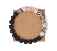 JSGHGDF Ciondolo placcato a forma di occhi malvagi da 8 mm, perle di roccia vulcanica e zirconia cubica, regolabile, Misura unica, come descritto
