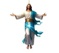 JSGHGDF Ciondolo religioso per auto, accessori da viaggio spirituali, a specchio, accessorio per auto, camionista, acrilico, decorazione religiosa per auto con design inverso, simbolo di fede