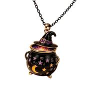 JSGHGDF Collana con ciondolo calderone della strega da donna gotico | Gioielli con catena in lega con dettaglio cappello Accessorio per outfit per eventi Halloween