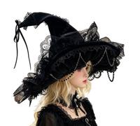 JSGHGDF Copricapo da donna in pizzo da strega di Halloween | Accessorio a punta in poliestere per travestimento da adulto, ritratti per feste
