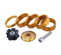 JSGHGDF Distanziale per Cuffia da 1/8 Pollice con Tappo Superiore dello Stelo, Dado a Stella della Cuffia Rosso Oro Distanziatori per Bici a 4 Colori Argento