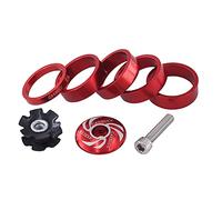 JSGHGDF Distanziale per Cuffia da 1/8 Pollice con Tappo Superiore dello Stelo, Dado a Stella della Cuffia Rosso Oro Distanziatori per Bici a 4 Colori Argento