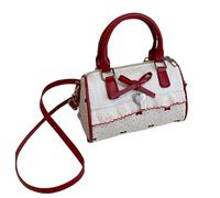 JSGHGDF Elegante borsa a tracolla regolabile con fiocco accento PU borsa a tracolla compatta leggera casual borsa da sera per le signore, Rosso